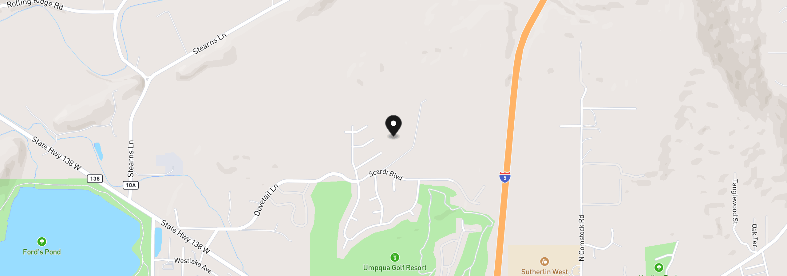 Map showing the location of 941 Sand Pines Ave, Sutherlin, OR 97479