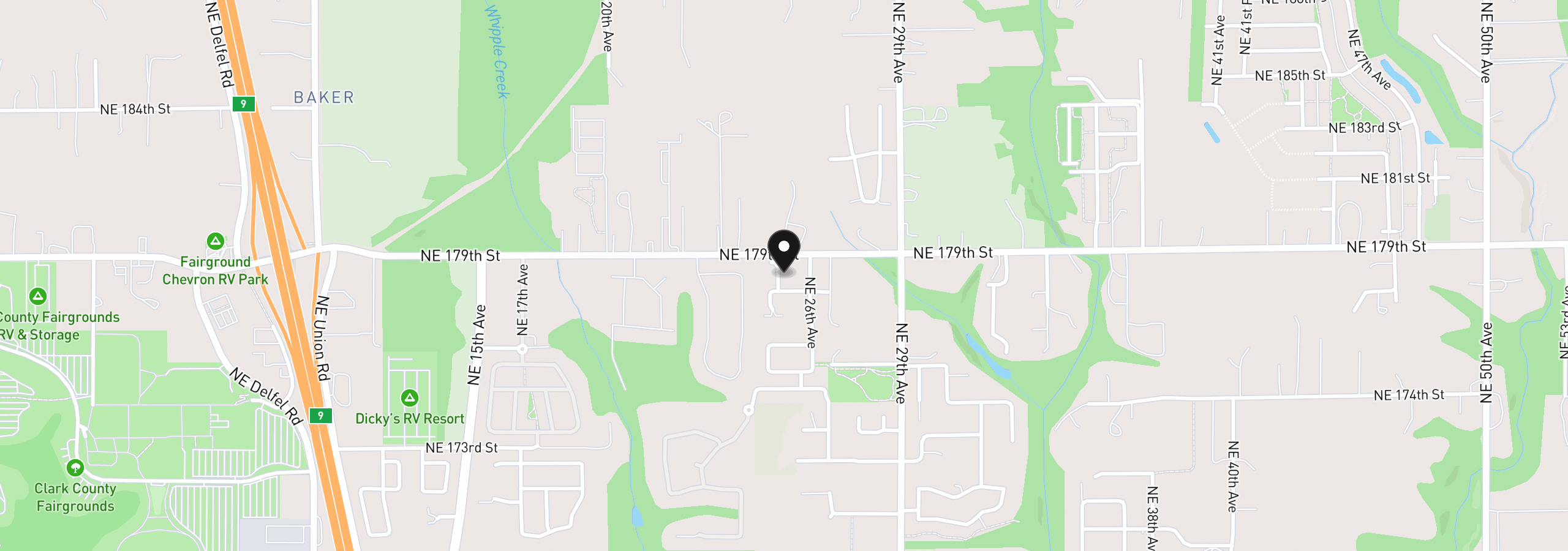 Map showing the location of 17805 NE 25th Ave, Ridgefield, Wa 98642