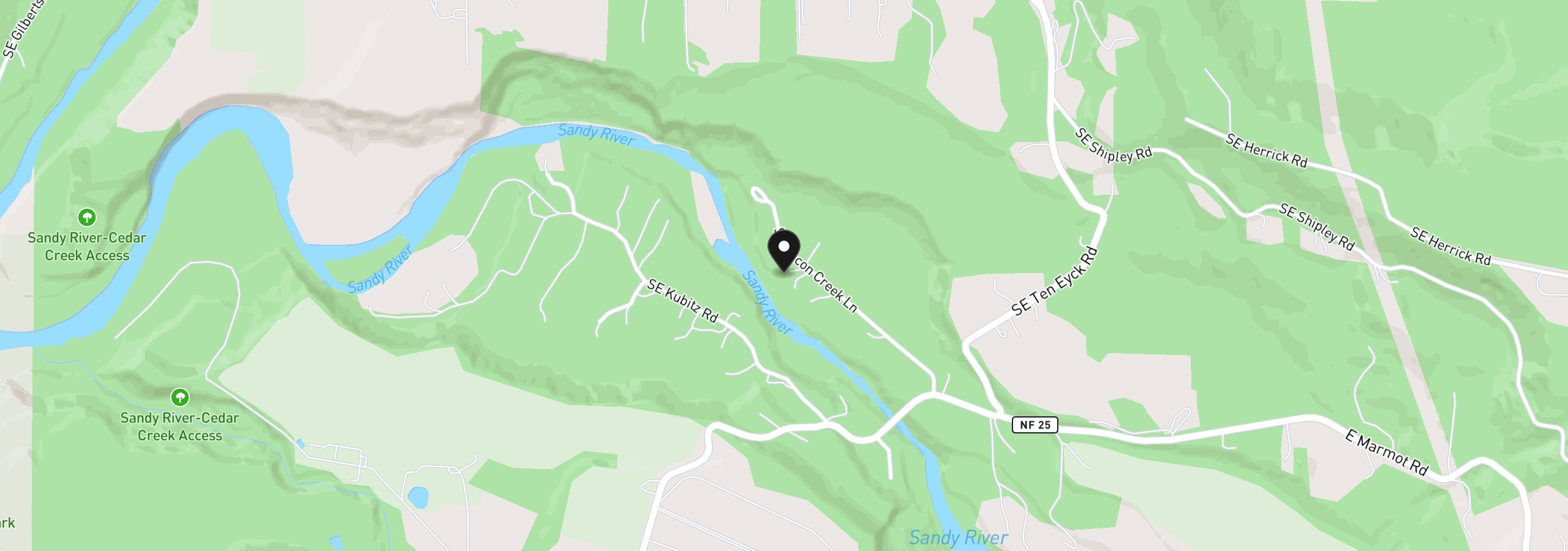 Map showing the location of 41370 SE Bacon Creek Ln, Sandy, OR 97055