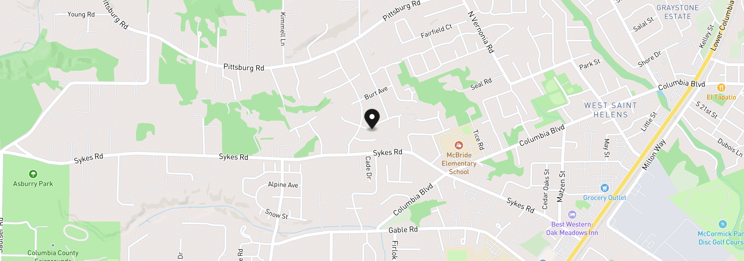 Map showing the location of 35060 Roberts Ln, St. Helens, OR 97051