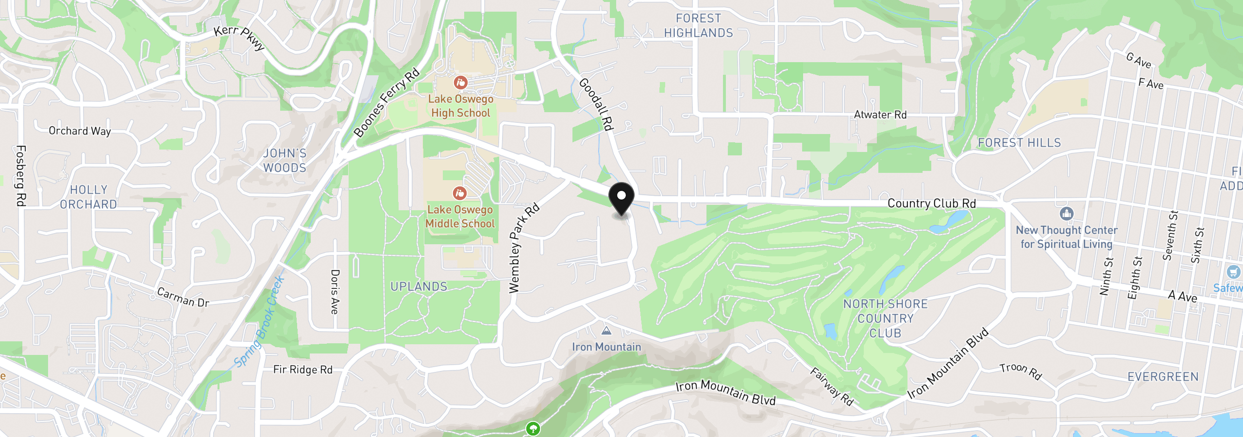 Map showing the location of 14261 Uplands Dr, Lake Oswego, OR 97034