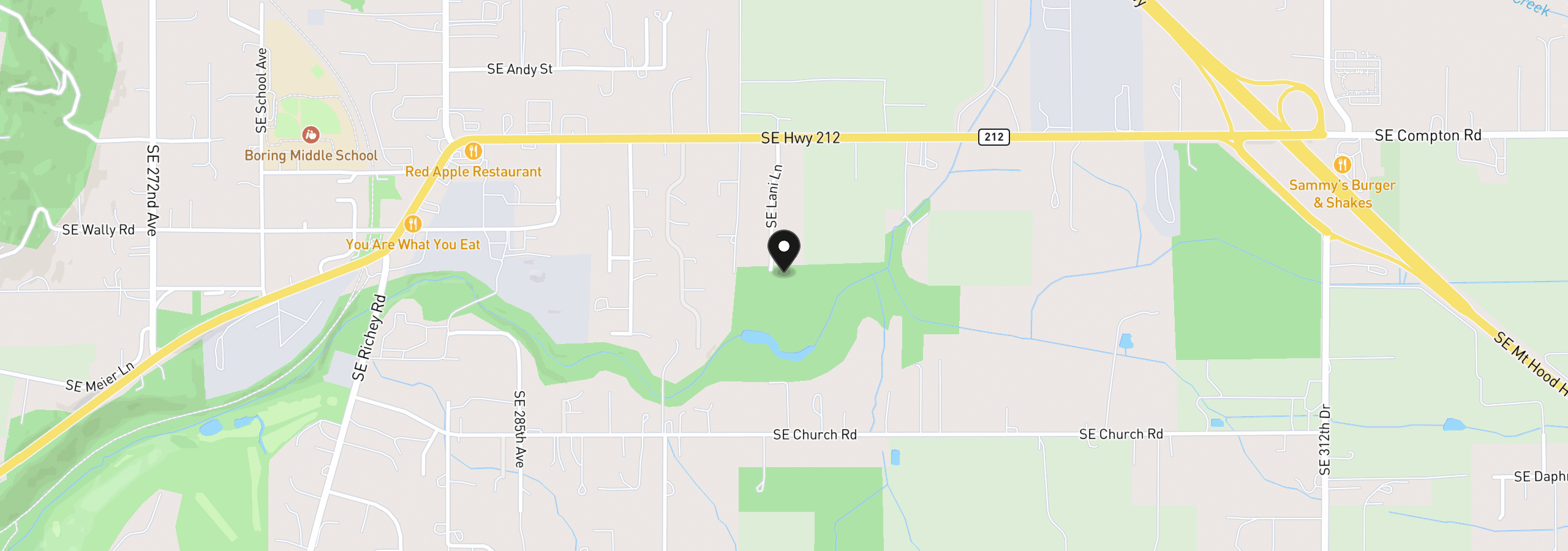 Map showing the location of 12915 SE Lani Ln, Boring, OR 97009