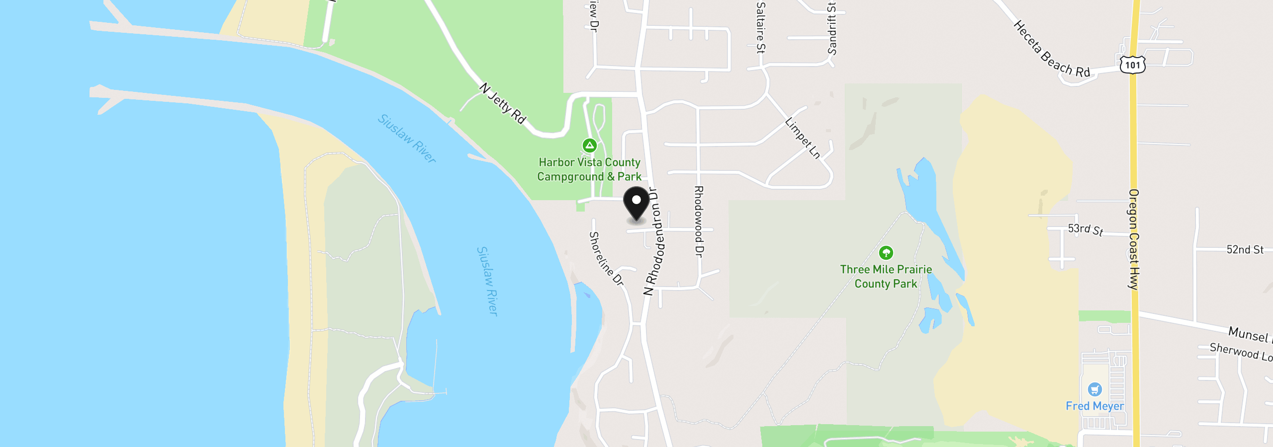 Map showing the location of 4765 Treewood Dr, Florence, OR 97439