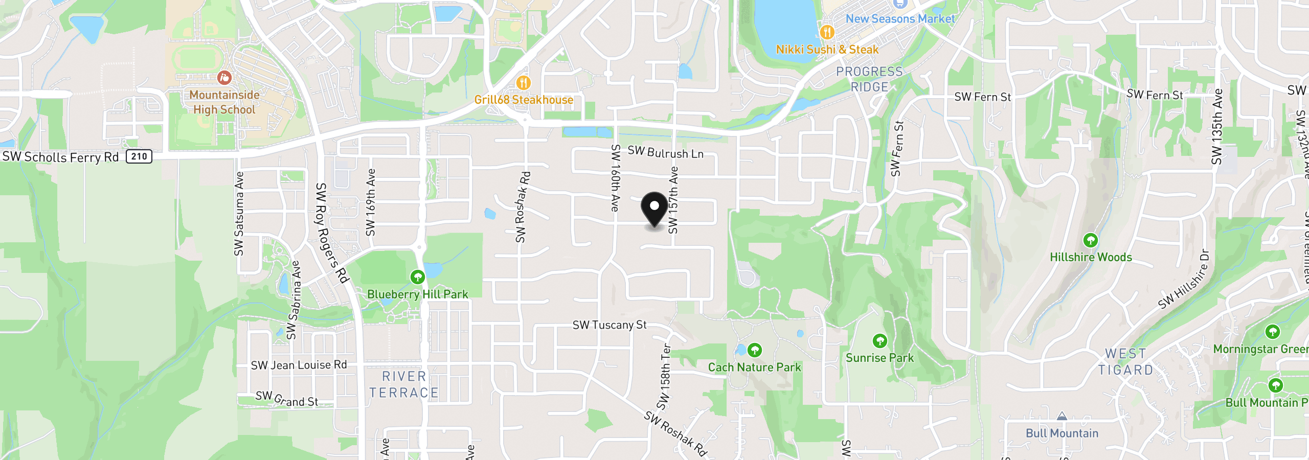 Map showing the location of 15778 SW Rockrose Ln, Portland, OR 97223