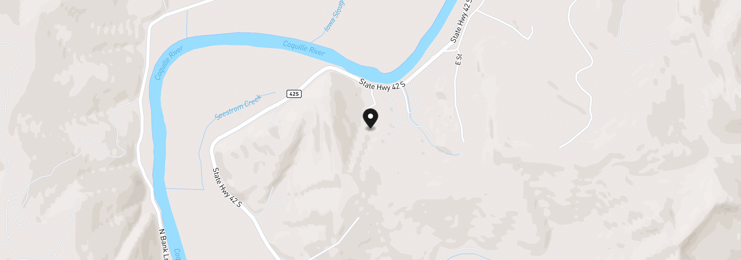 Map showing the location of 0 S Hwy 42, Coquille, OR 97423