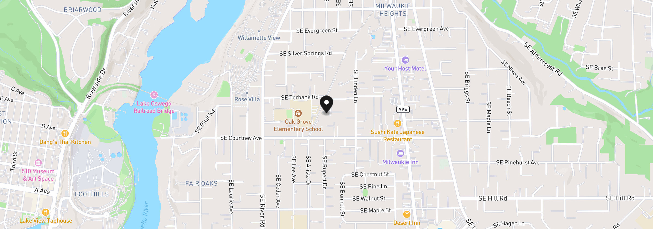 Map showing the location of 2259 SE Lindenbrook Ct, Milwaukie, OR 97222