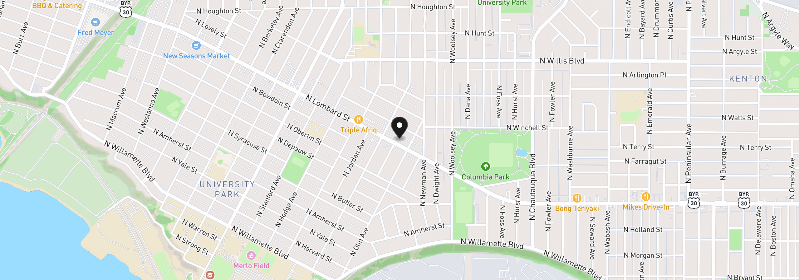 Map showing the location of 4763 N Lombard St 5, Portland, OR 97203