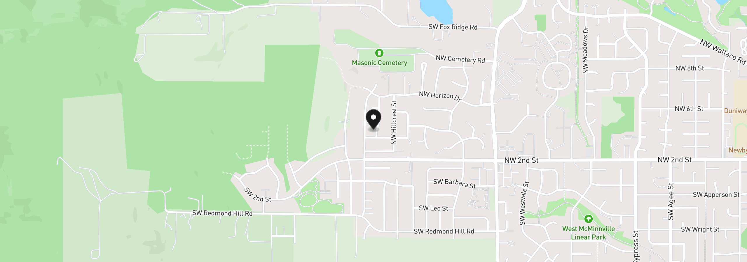 Map showing the location of 2683 NW Mt Hood Dr, McMinnville, OR 97128