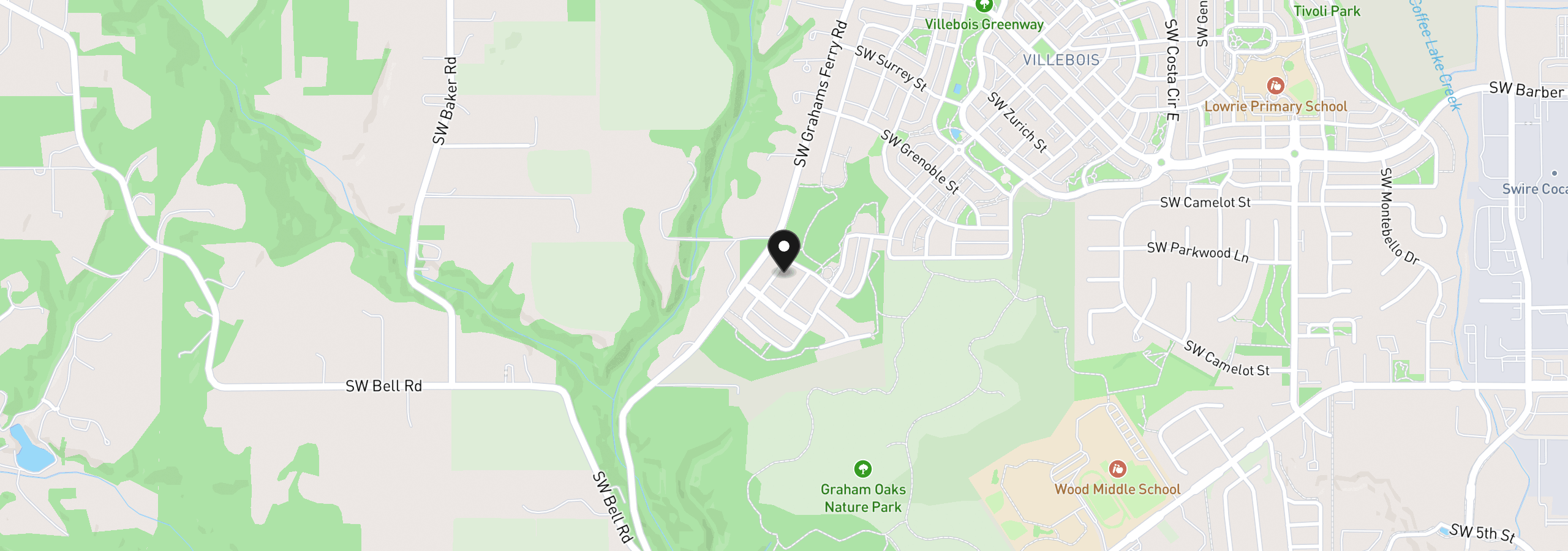Map showing the location of 29650 SW Sicily St, Wilsonville, OR 97070