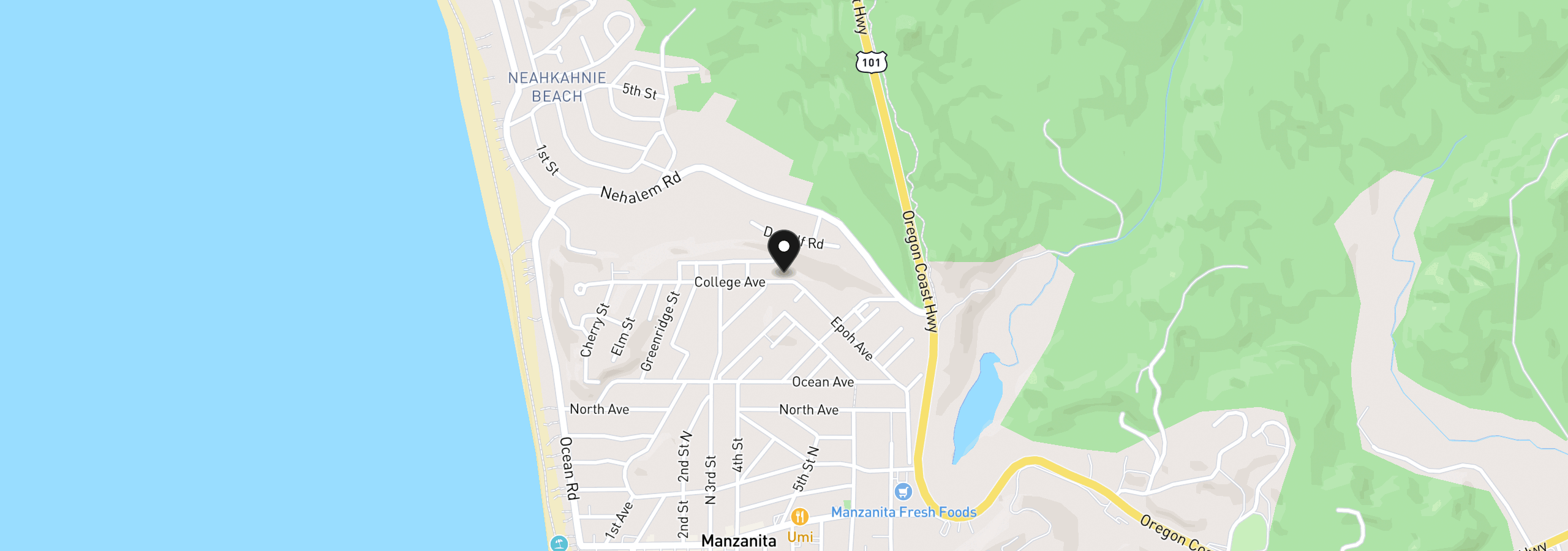 Map showing the location of 473 College Ave, Manzanita, OR 97130