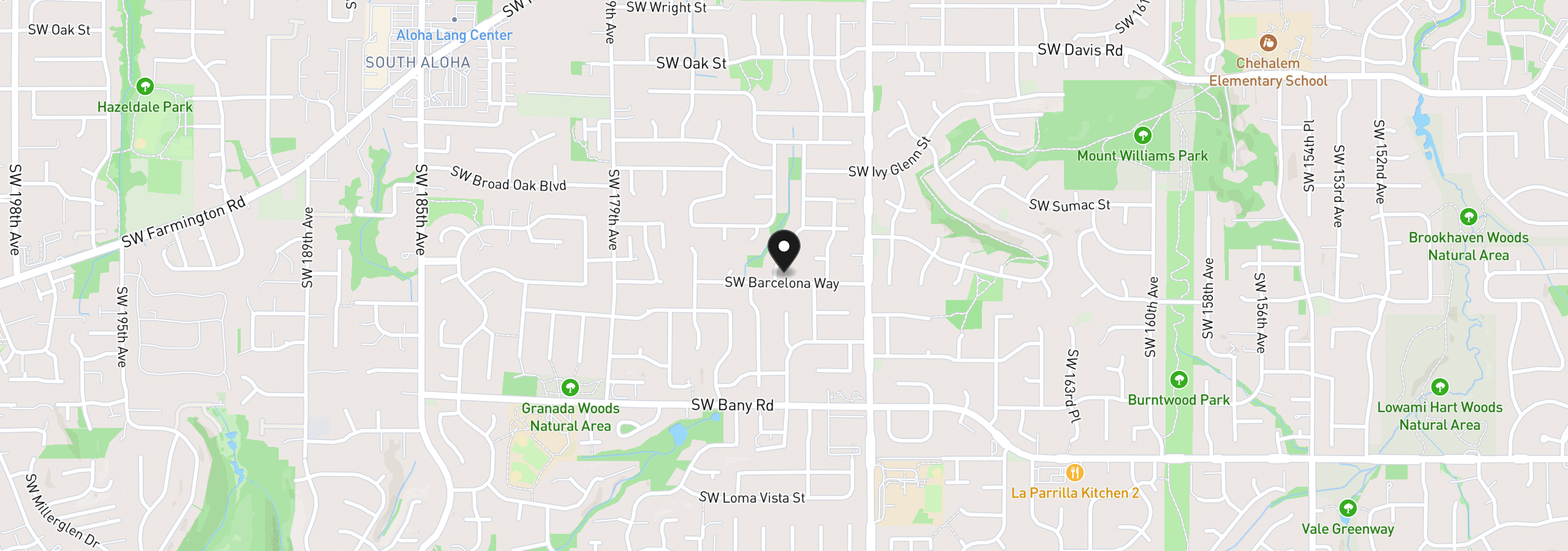 Map showing the location of 17293 SW Barcelona Way, Beaverton, OR 97007
