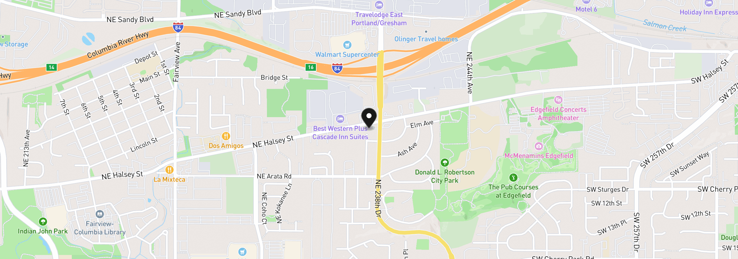 Map showing the location of 1822 NE Walnut Ave, Wood Village, OR 97060