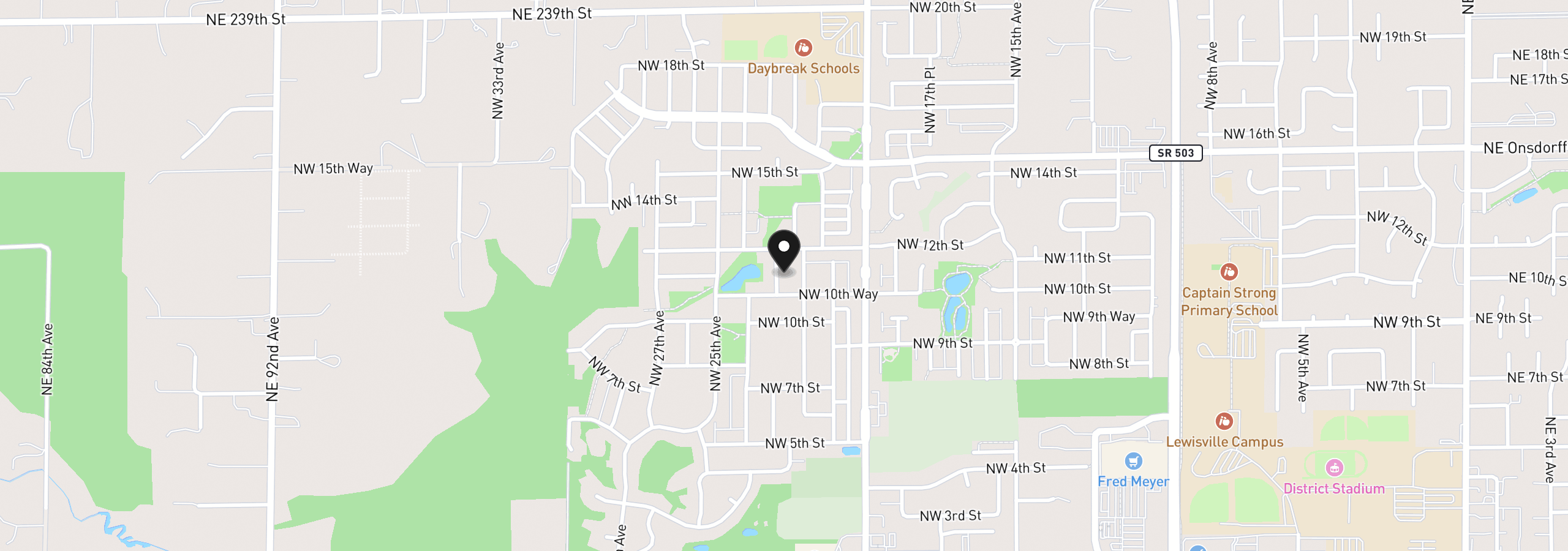 Map showing the location of 1101 NW 23rd Ave, Battle Ground, Wa 98604