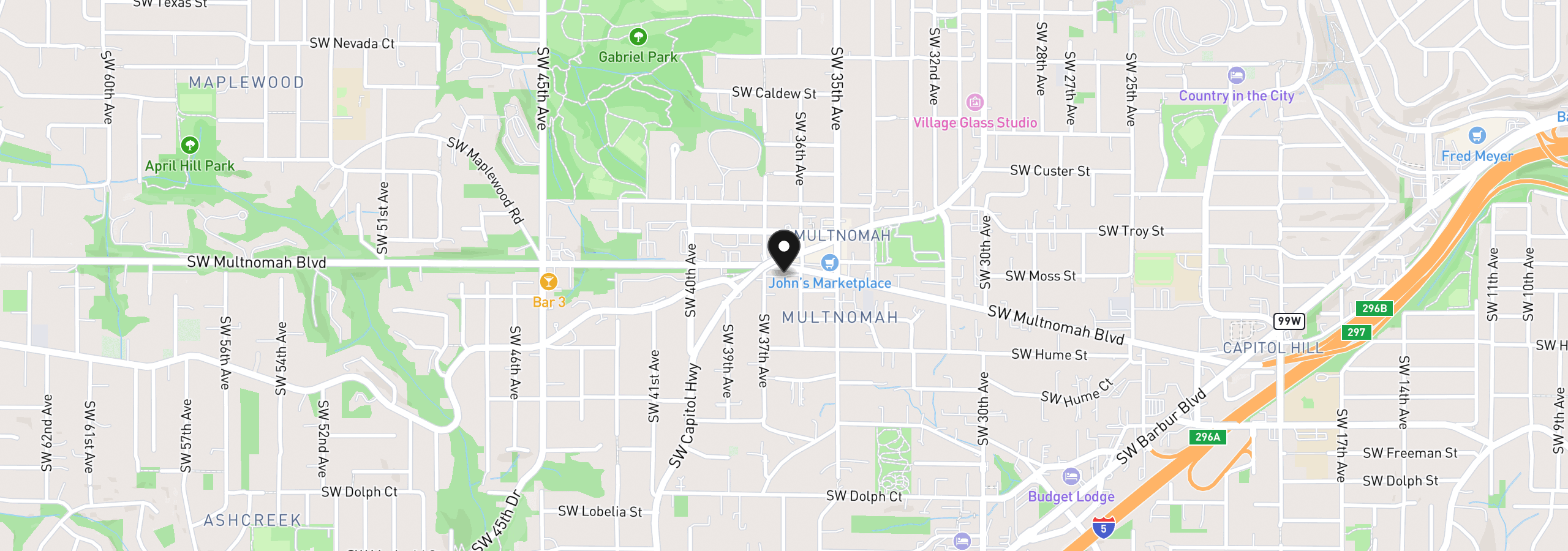 Map showing the location of 3612 SW Multnomah Blvd, Portland, OR 97219