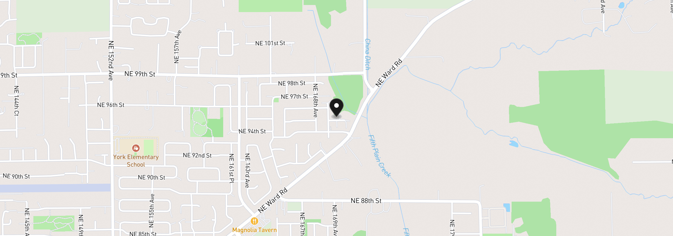 Map showing the location of 9500 NE 170th Ct, Vancouver, Wa 98682