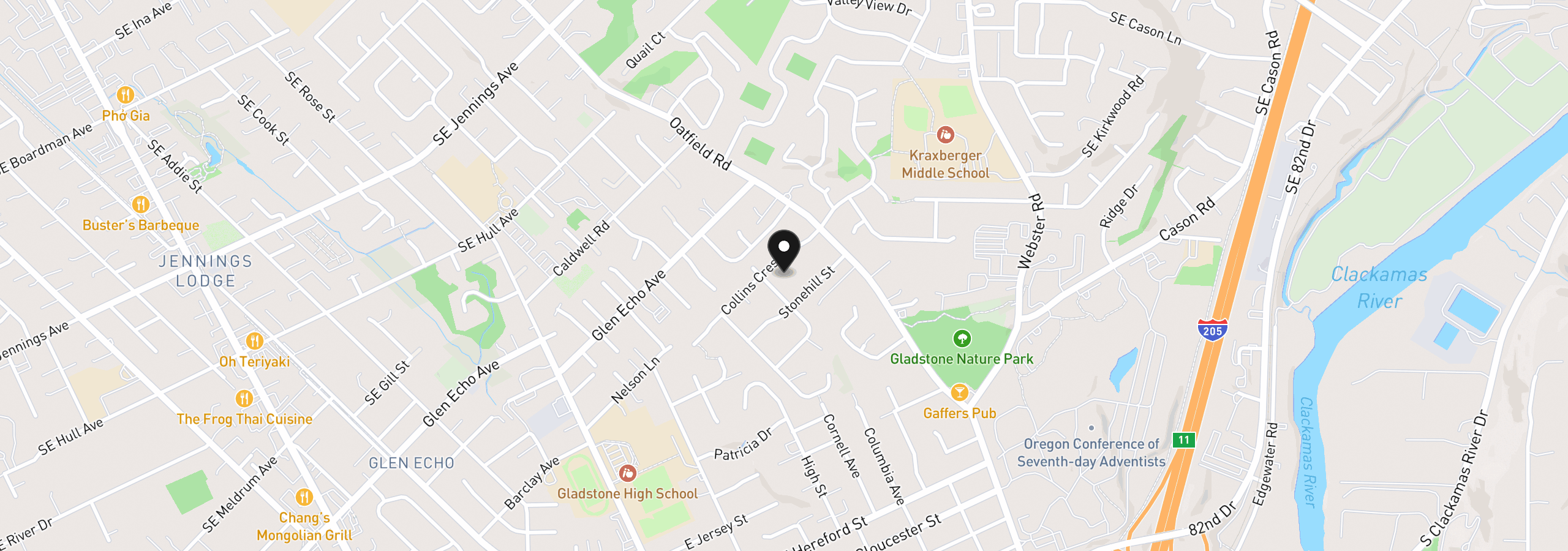 Map showing the location of 635 Collins Crest St, Gladstone, OR 97027