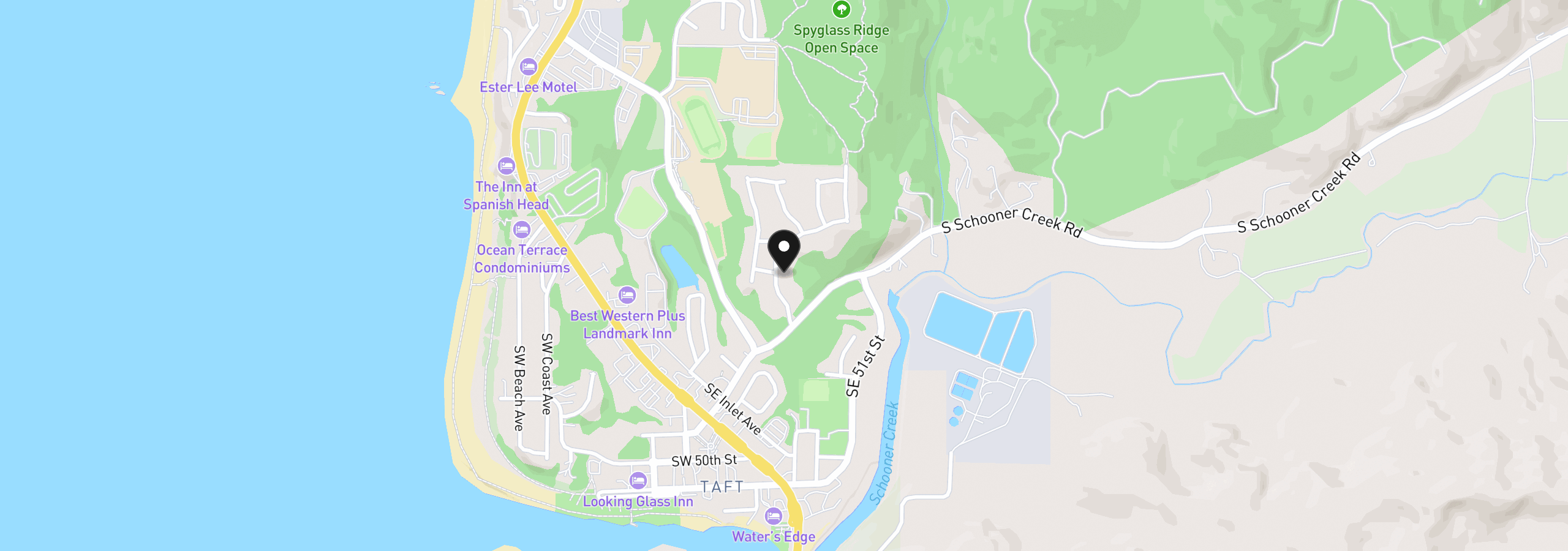 Map showing the location of 4300 SE Jetty Ave 70, Lincoln City, OR 97367