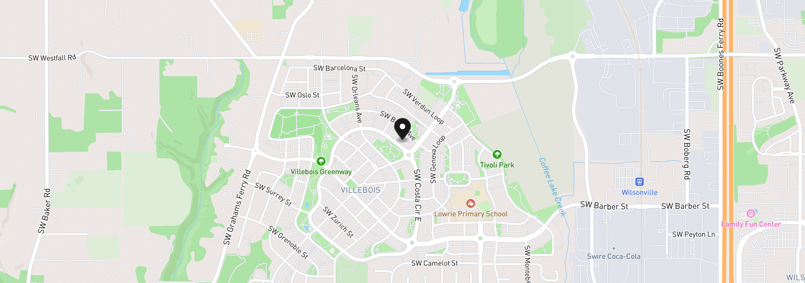 Map showing the location of 29106 SW Costa Cir W, Wilsonville, OR 97070