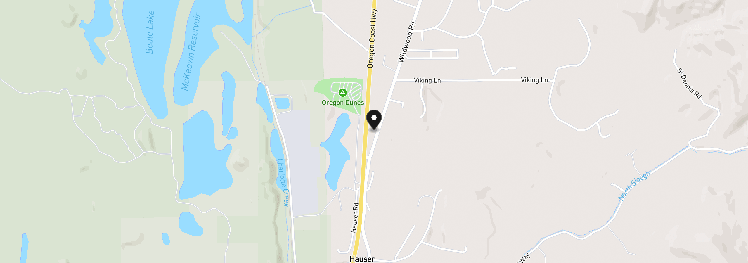 Map showing the location of 68964 Wildwood Rd, North Bend, OR 97459
