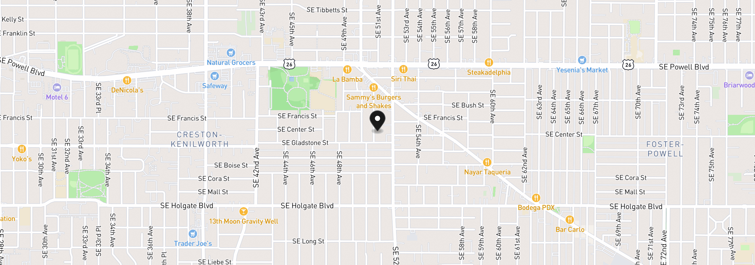 Map showing the location of 4004 SE 51st Ave, Portland, OR 97206