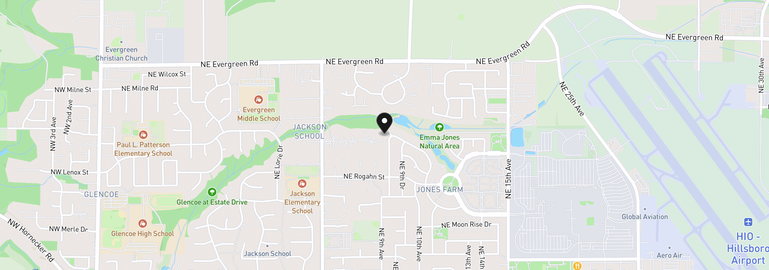 Map showing the location of 2911 NE Charlois Ct, Hillsboro, OR 97124