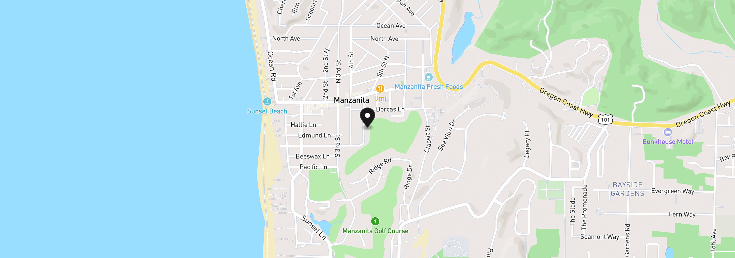Map showing the location of 368 4th Pl, Manzanita, OR 97130