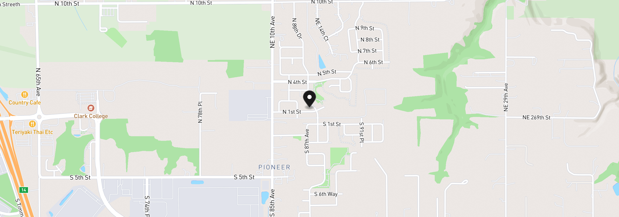 Map showing the location of 8738 N 1st St, Ridgefield, Wa 98642