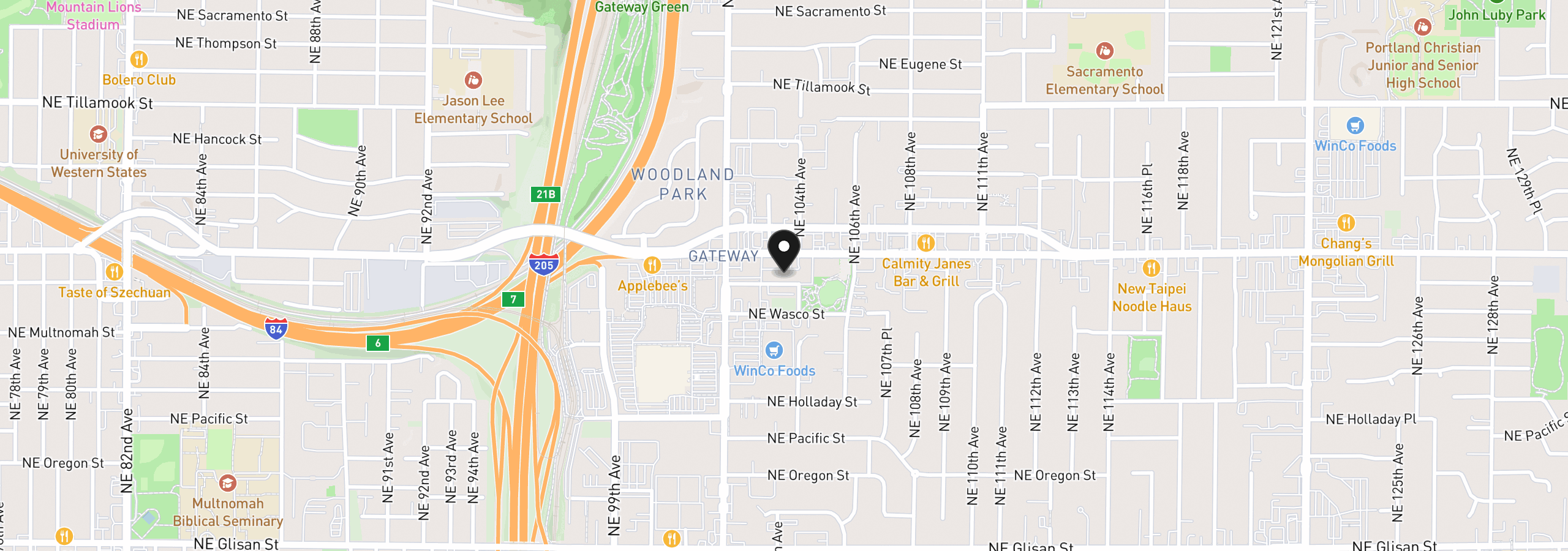 Map showing the location of 10345 NE Clackamas St 19, Portland, OR 97220