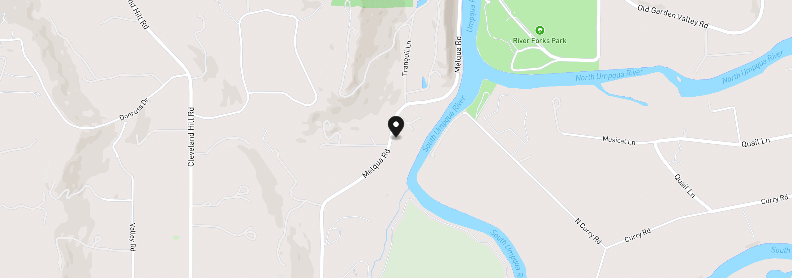 Map showing the location of 1523 Melqua Rd, Roseburg, OR 97471