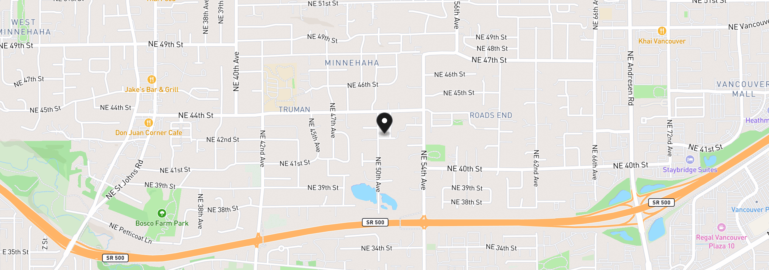 Map showing the location of 5004 NE 42nd St, Vancouver, Wa 98661