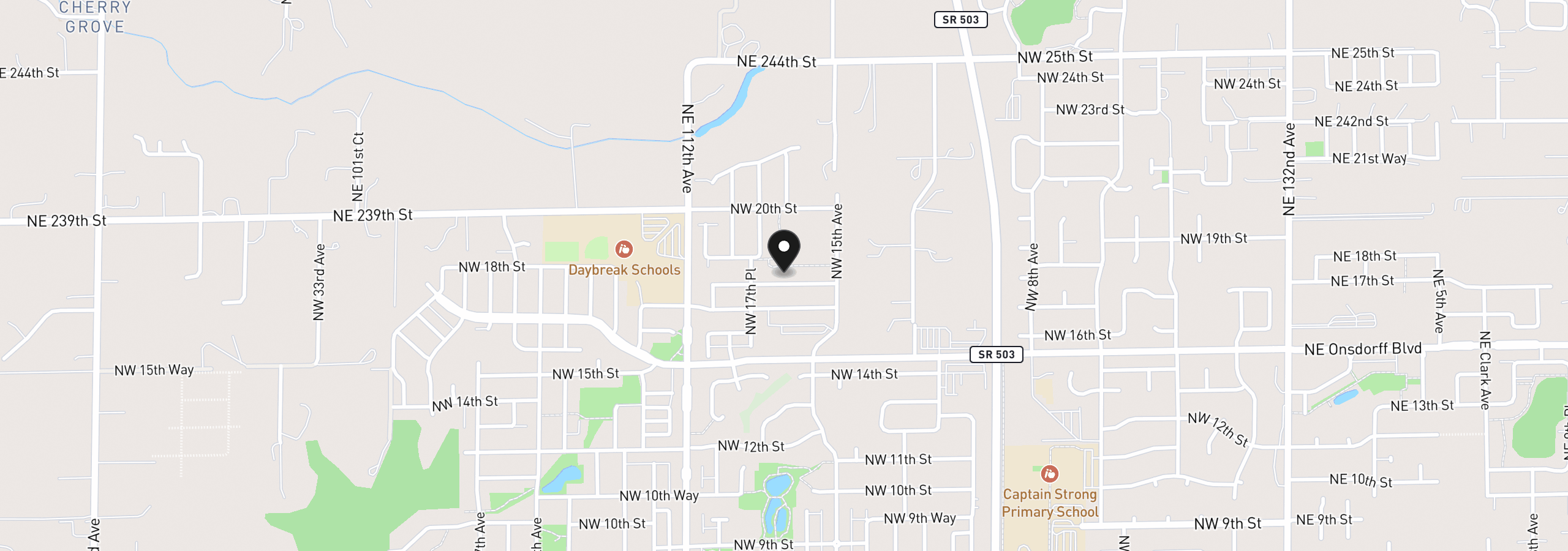 Map showing the location of 1606 NW 18th St, Battle Ground, Wa 98604