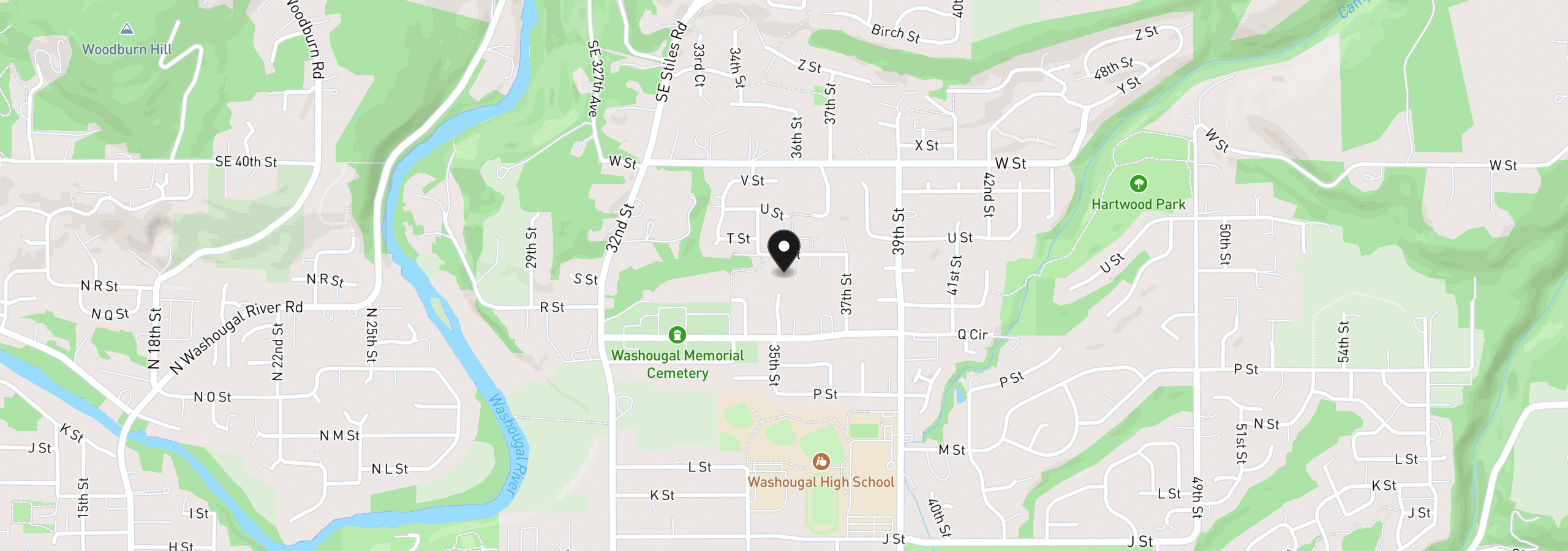 Map showing the location of 3588 S St, Washougal, Wa 98671