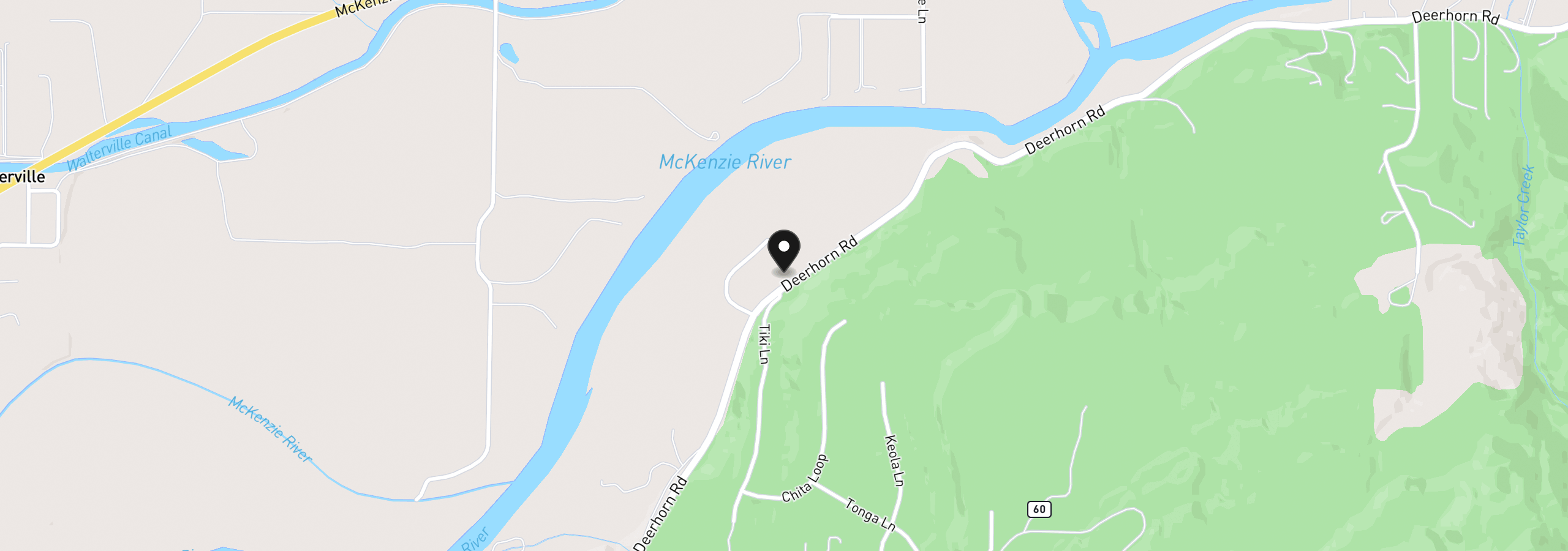 Map showing the location of 40211 Deerhorn Rd, Springfield, OR 97478