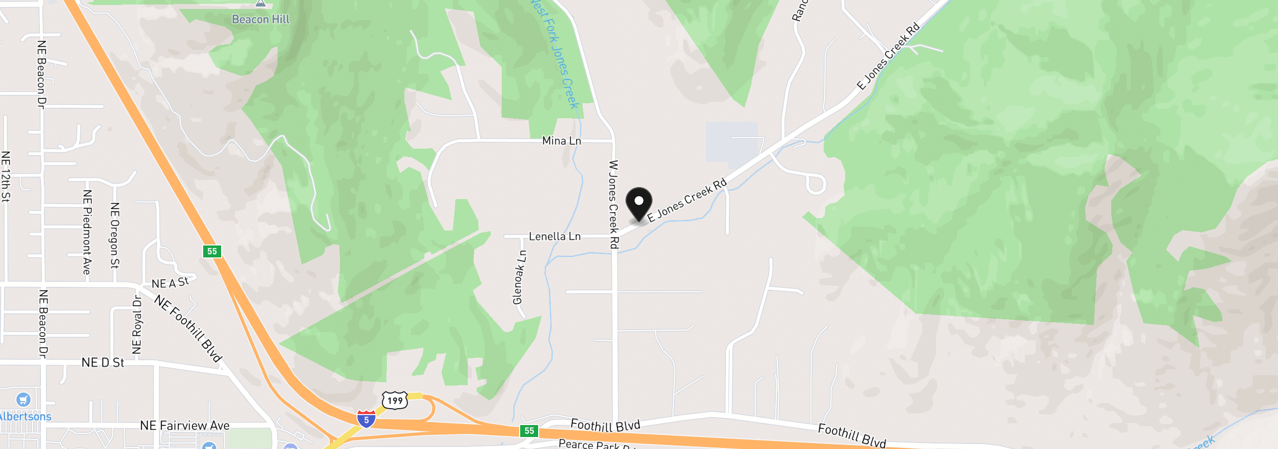 Map showing the location of 555 Ewe Creek Rd, Grants Pass, OR 97526