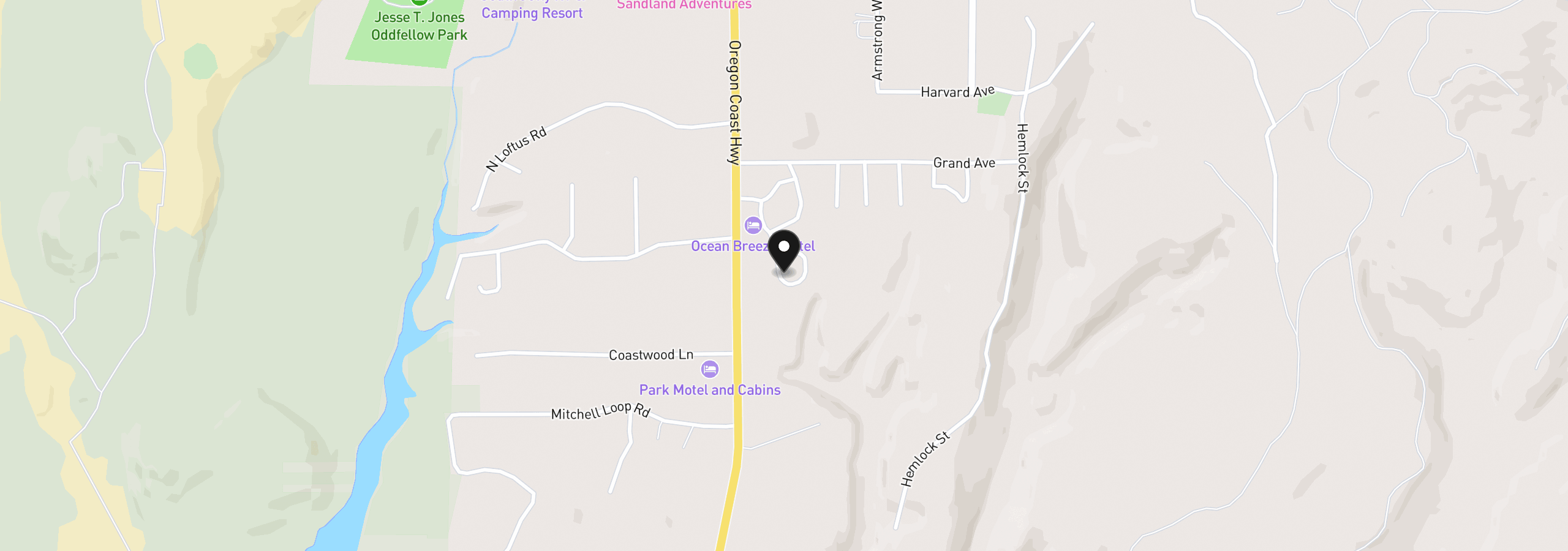 Map showing the location of 5170 Grand Ave 31, Florence, OR 97439