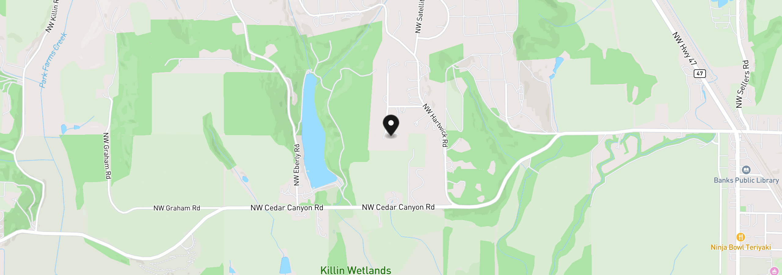 Map showing the location of 13988 NW Grandview Pl, Banks, OR 97106