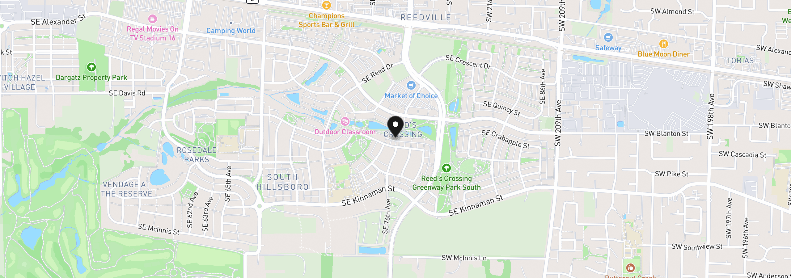 Map showing the location of 7579 SE Kilchis Ln, Hillsboro, OR 97123