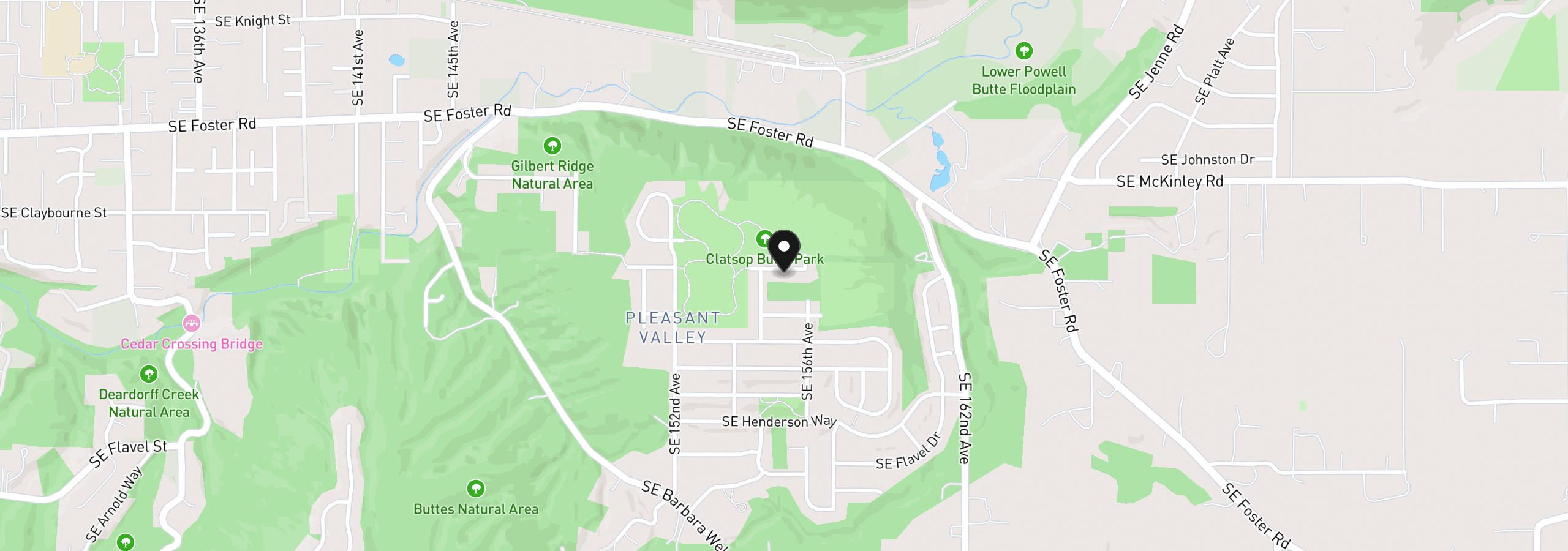Map showing the location of 15524 SE Belmore Hts, Portland, OR 97236