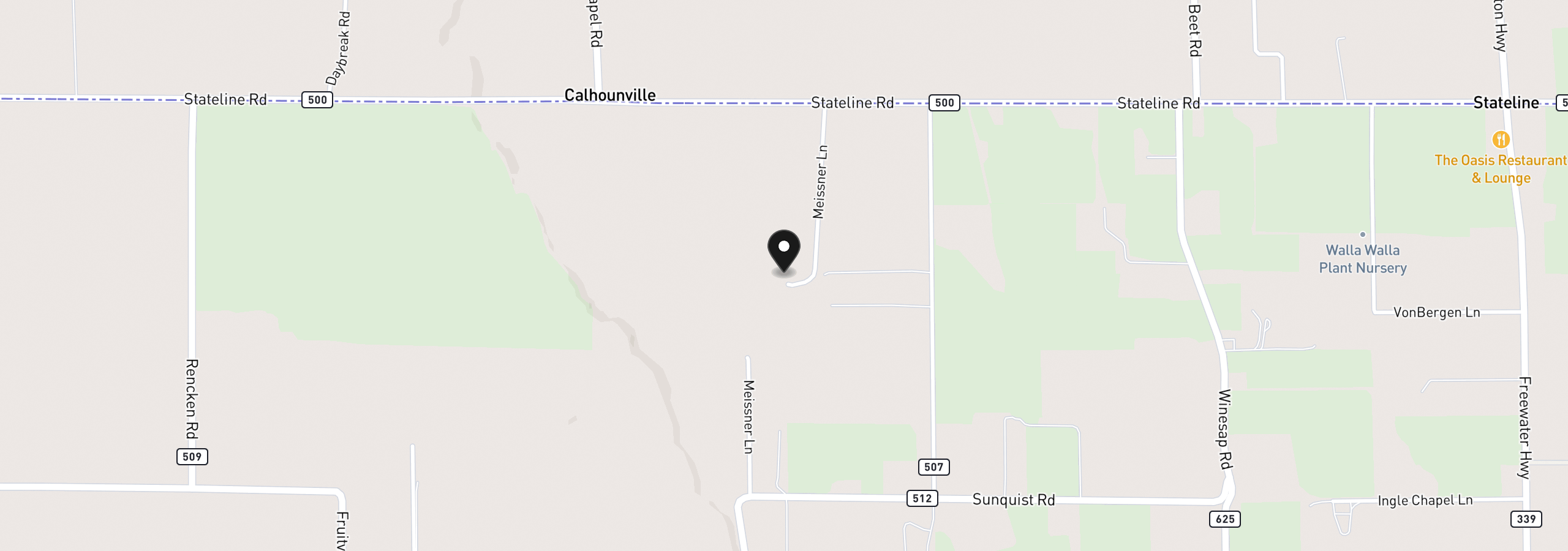 Map showing the location of 85598 Meissner Ln, Milton-Freewater, OR 97862