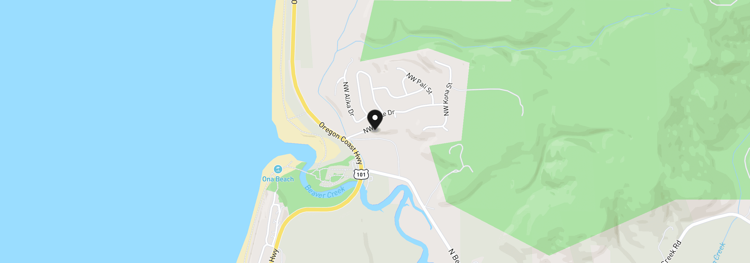 Map showing the location of 1055 NW Estate Dr, Seal Rock, OR 97376
