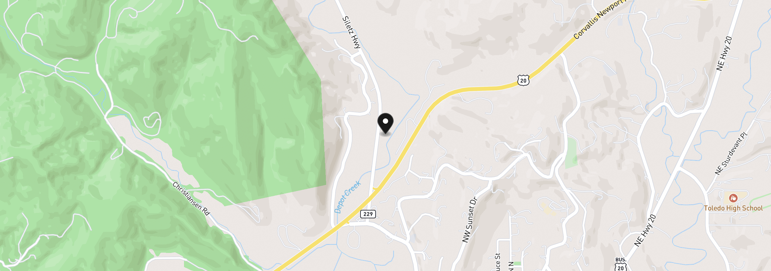 Map showing the location of Siletz Hwy, Toledo, OR 97391