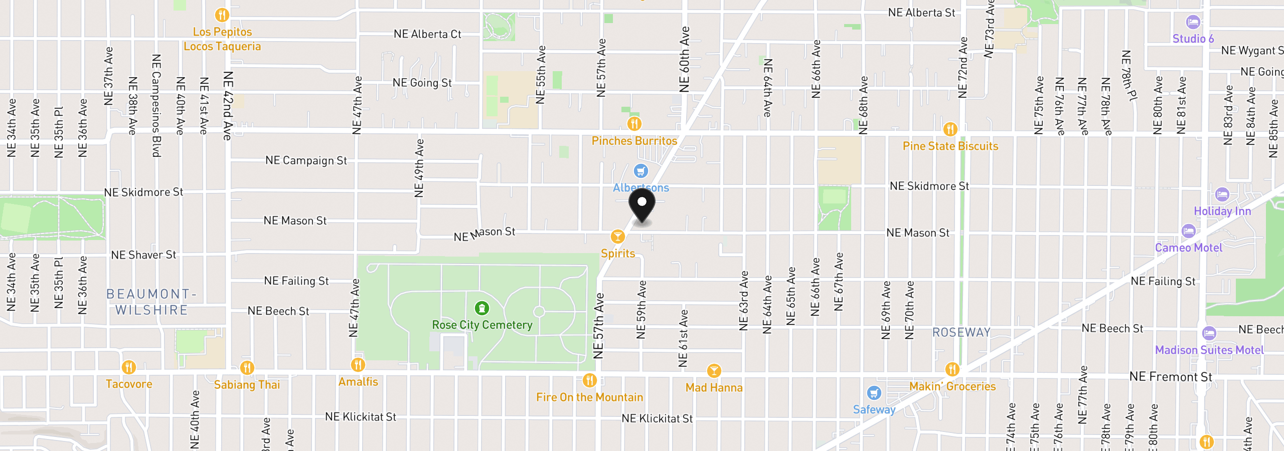 Map showing the location of NE Cully and NE Mason Blvd, Portland, OR 97218