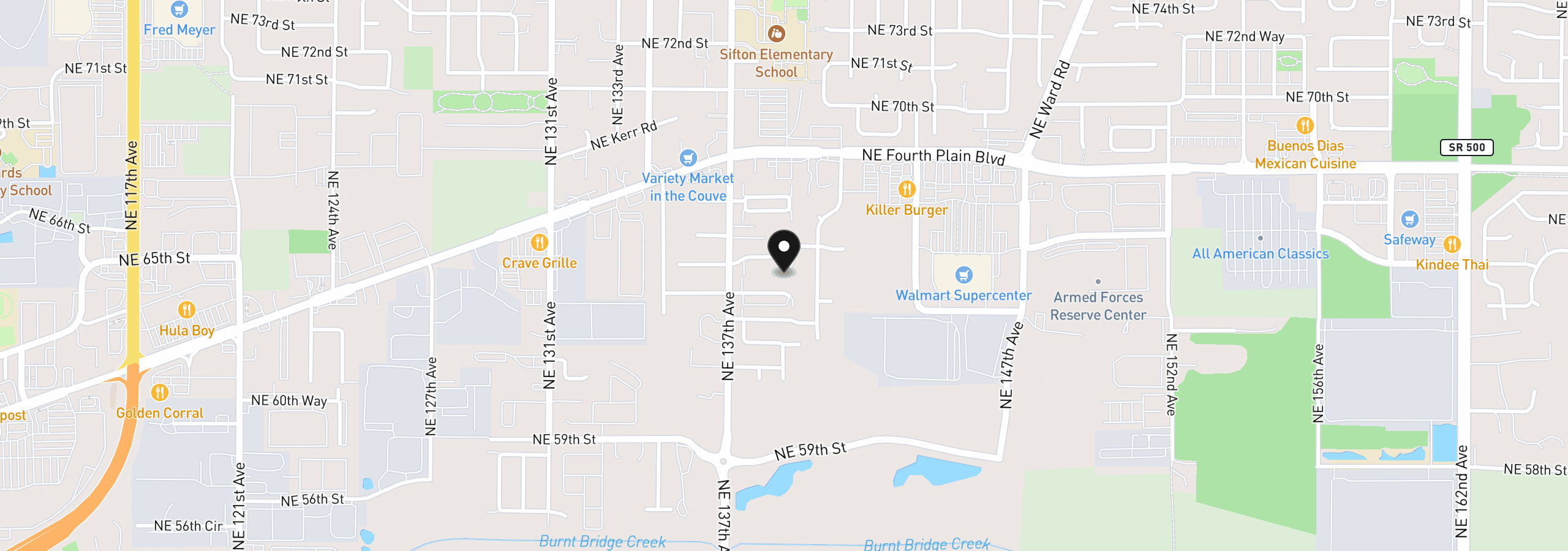 Map showing the location of 6404 NE 139th Ct, Vancouver, Wa 98682
