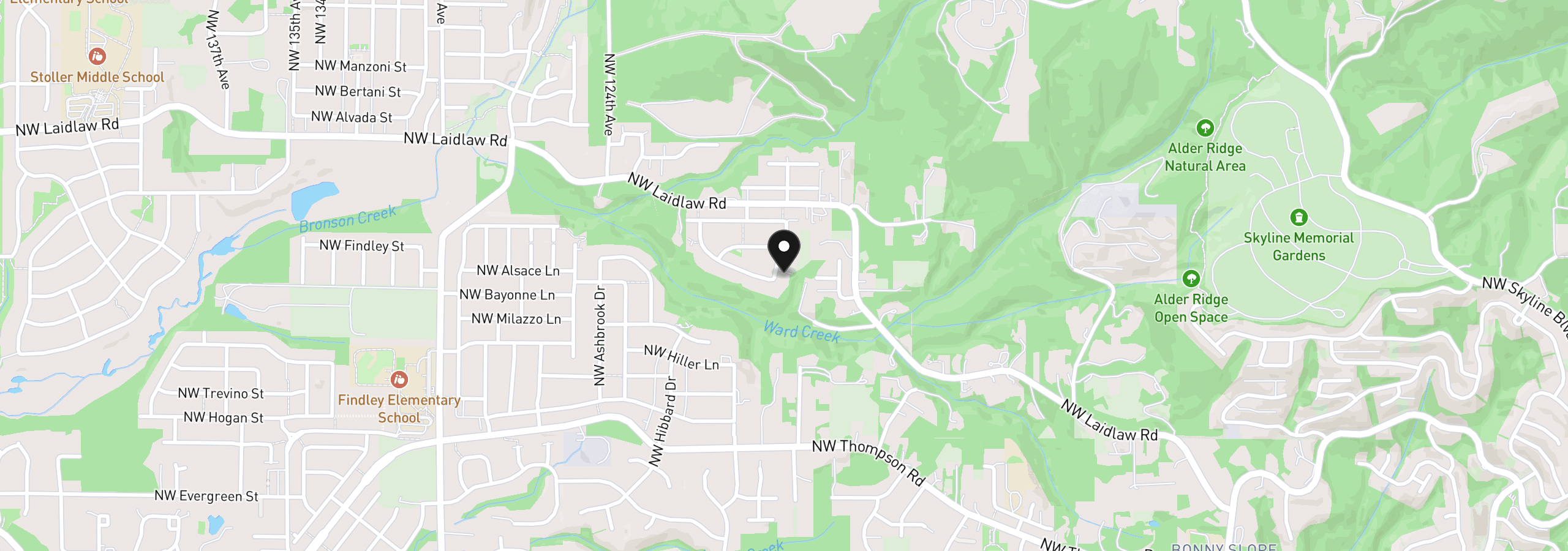 Map showing the location of 4562 NW Harris Ter, Portland, OR 97229