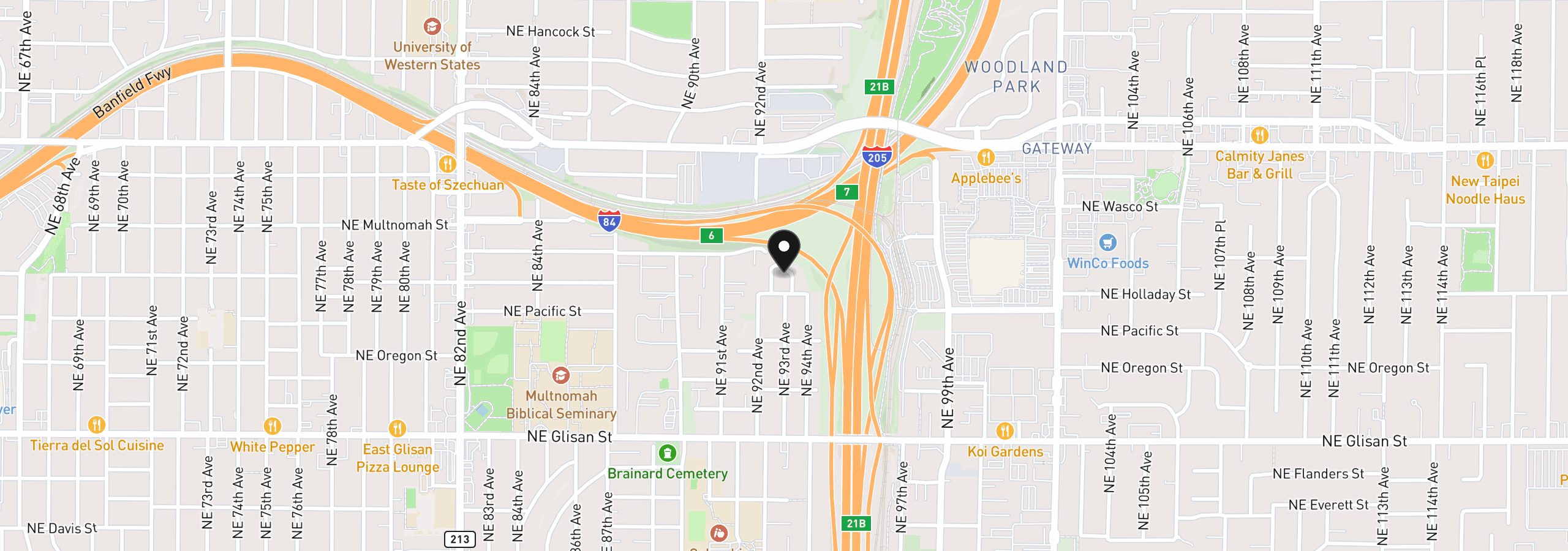 Map showing the location of 1108 NE Tamera Ln, Portland, OR 97220