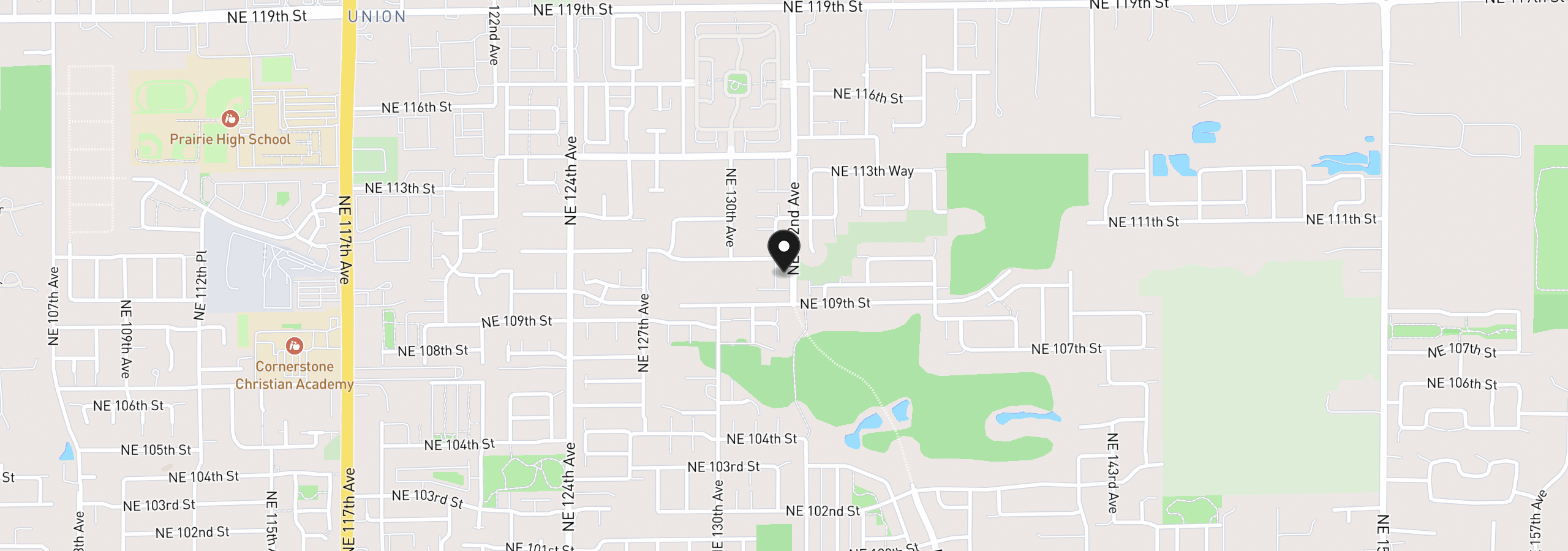 Map showing the location of 11021 NE 131st Ct, Vancouver, Wa 98682