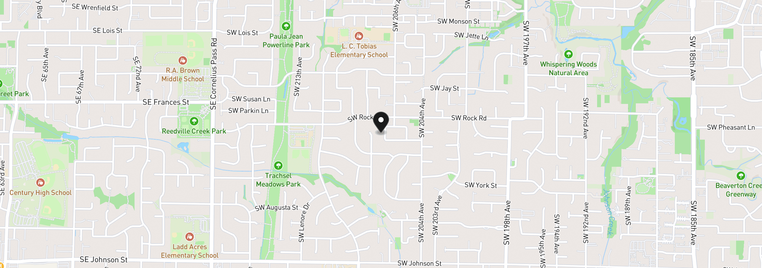 Map showing the location of 1733 SW Harvey Way, Beaverton, OR 97003