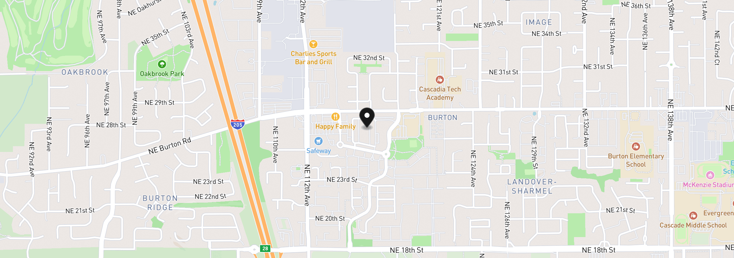 Map showing the location of 2643 NE 116th Pl, Vancouver, Wa 98660