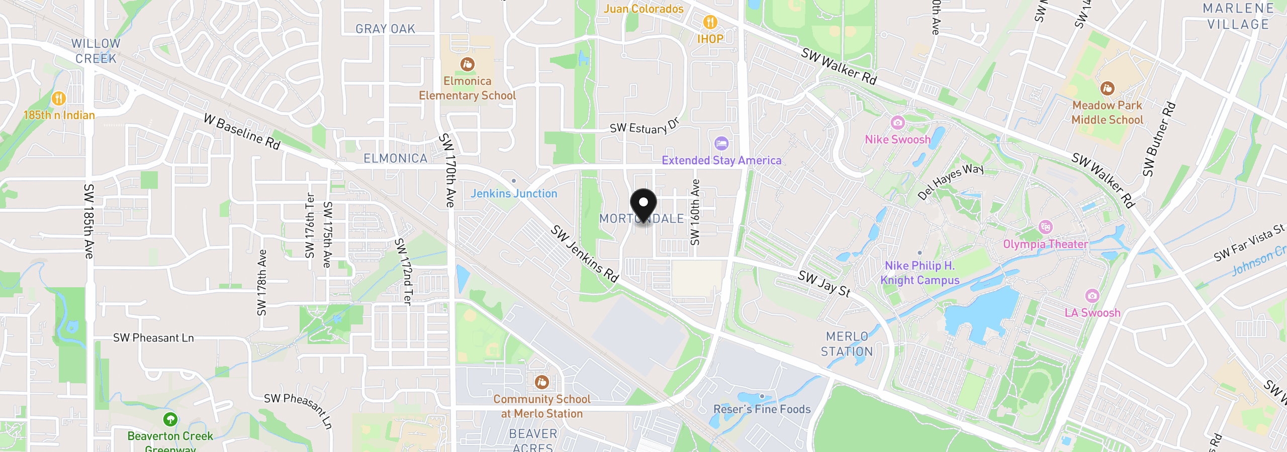 Map showing the location of 16244 SW Gage Ln, Beaverton, OR 97006