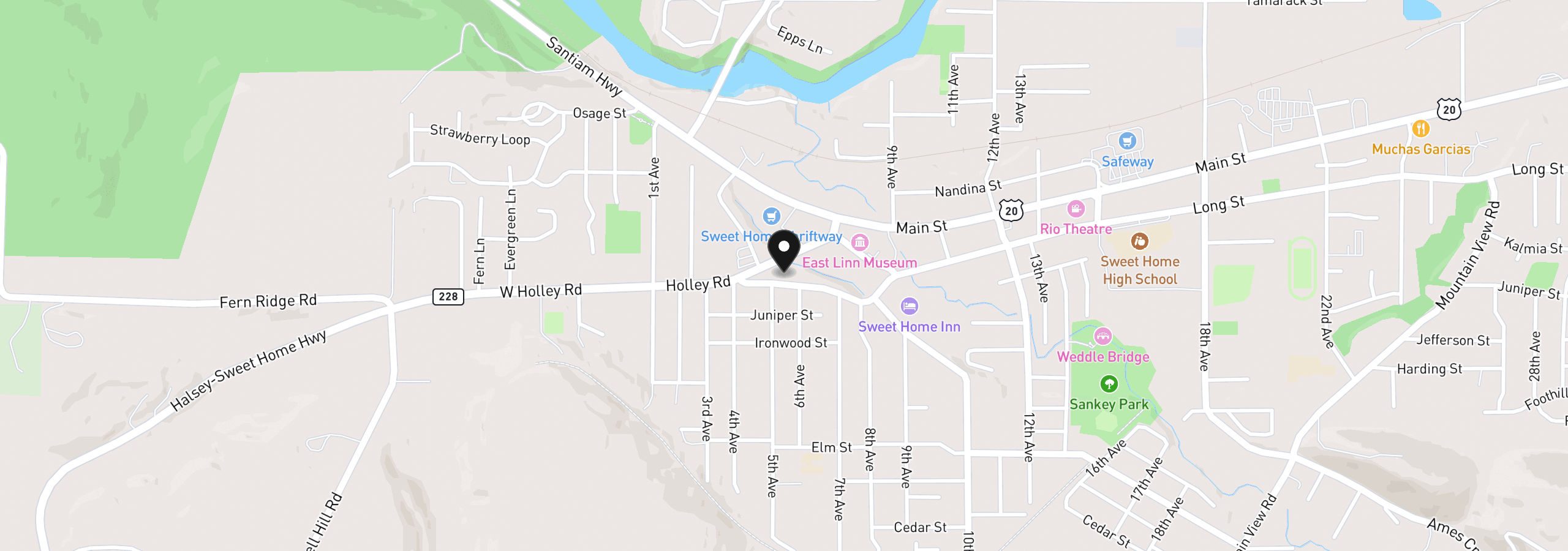 Map showing the location of 518 Oak Ter, Sweet Home, OR 97386